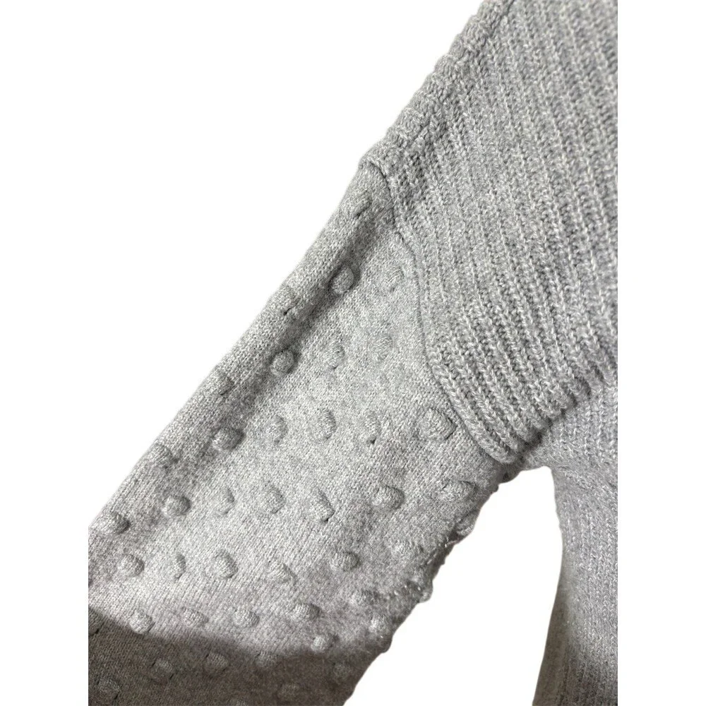 Vince Camuto Sweater Womens M Gray Mock Neck Pullover Textured Sleeves - Picture 3 of 10